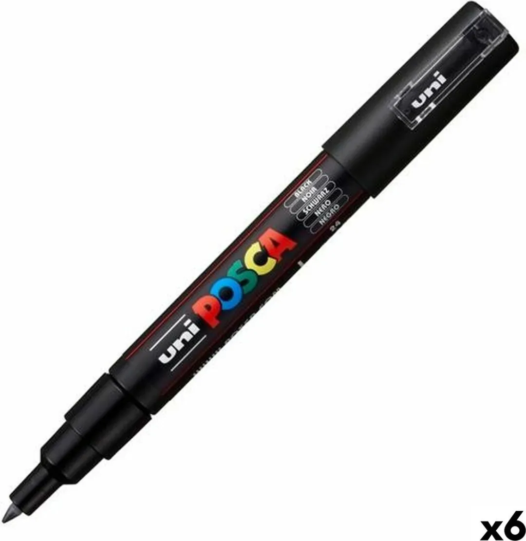 Posca PC-1M Markeerstift - Zwart - 6 Stuks
