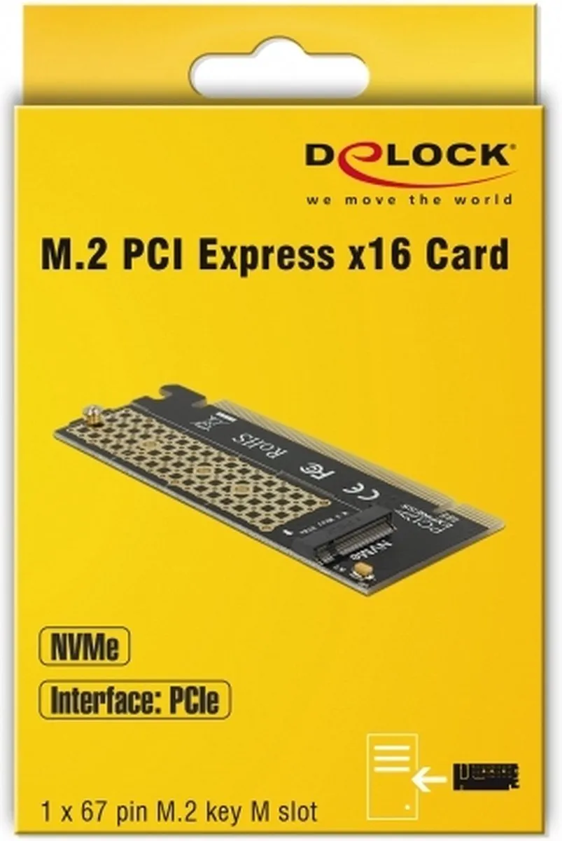 Delock PCIe x16 naar NVMe M.2 Key M Kaart