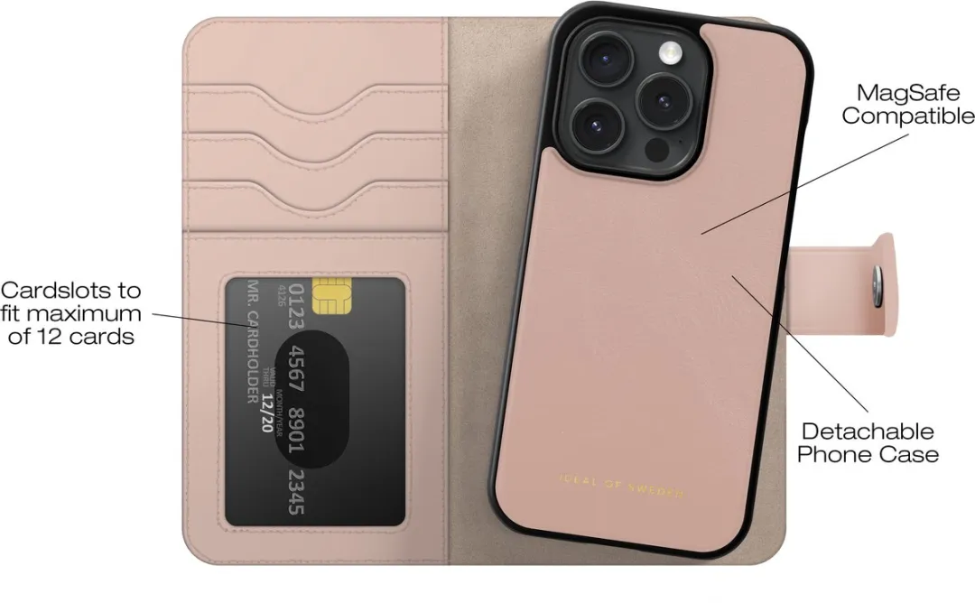 iDeal of Sweden Magnet Wallet+ MagSafe iPhone 15 Pro - 12 Pasjes - Pink - afbeelding 5 van 6