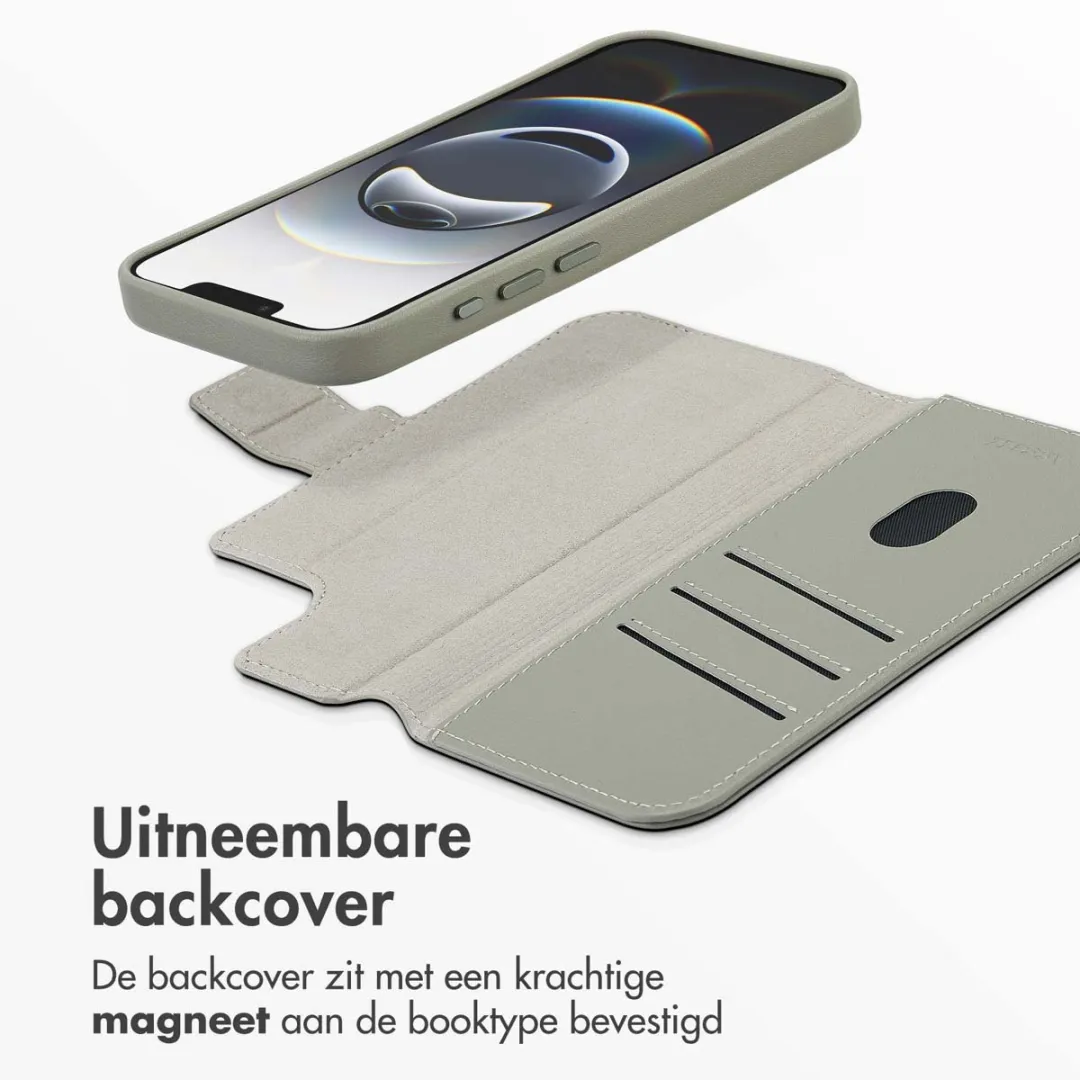 Accezz Hoesje iPhone 16e Leather Bookcase 2-in-1 - Grijs - 3 Pasjes
