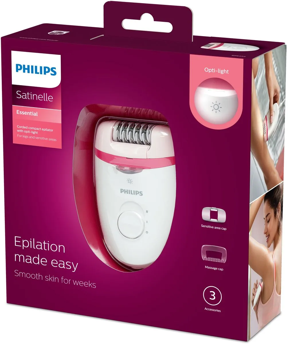 Philips Satinelle Essential BRE255/00 epilator Roze, Wit