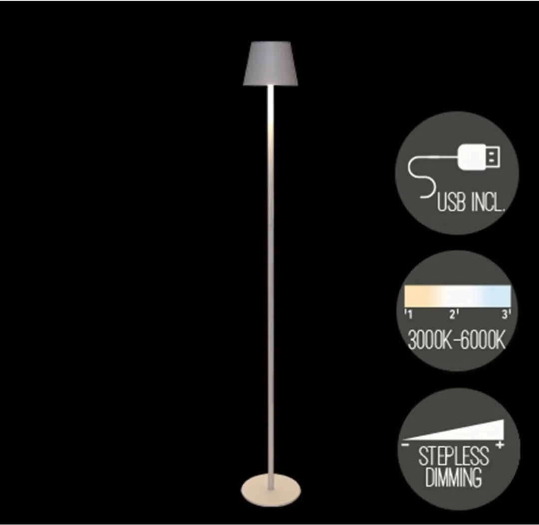 Anna's Collection Staande Lamp Ambiance - 120cm - Wit - USB Oplaadbaar