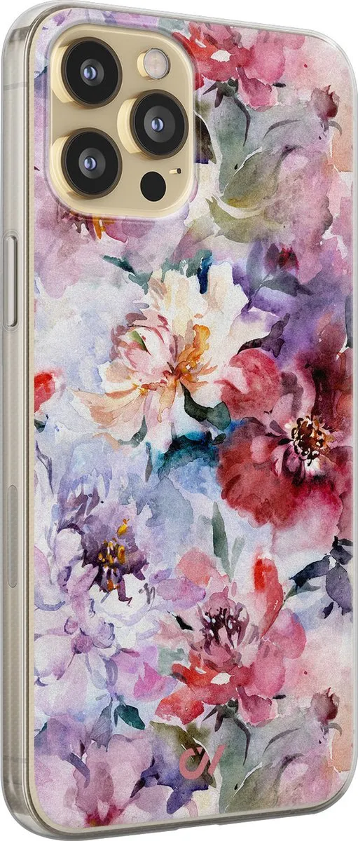 Casevibes iPhone 12 Hoesje Roze - Bloemen Acryl - A/13/UV/005