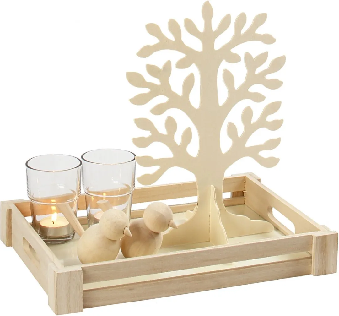 Creativ Company Houten Boom met Voet 30x21,5cm - Blank