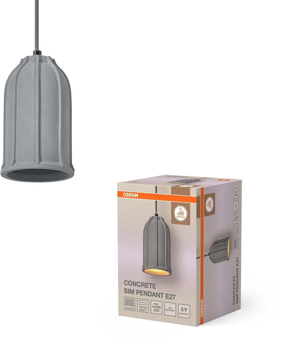 Osram Decor Concrete Sim Hanglamp 115mm - Donkergrijs