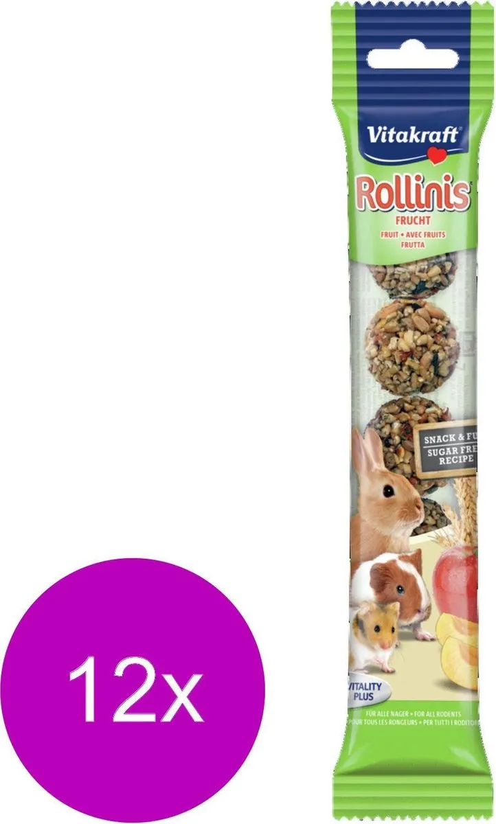 Vitakraft Rollinis Fruit Knaagdiersnacks - 12x48g
