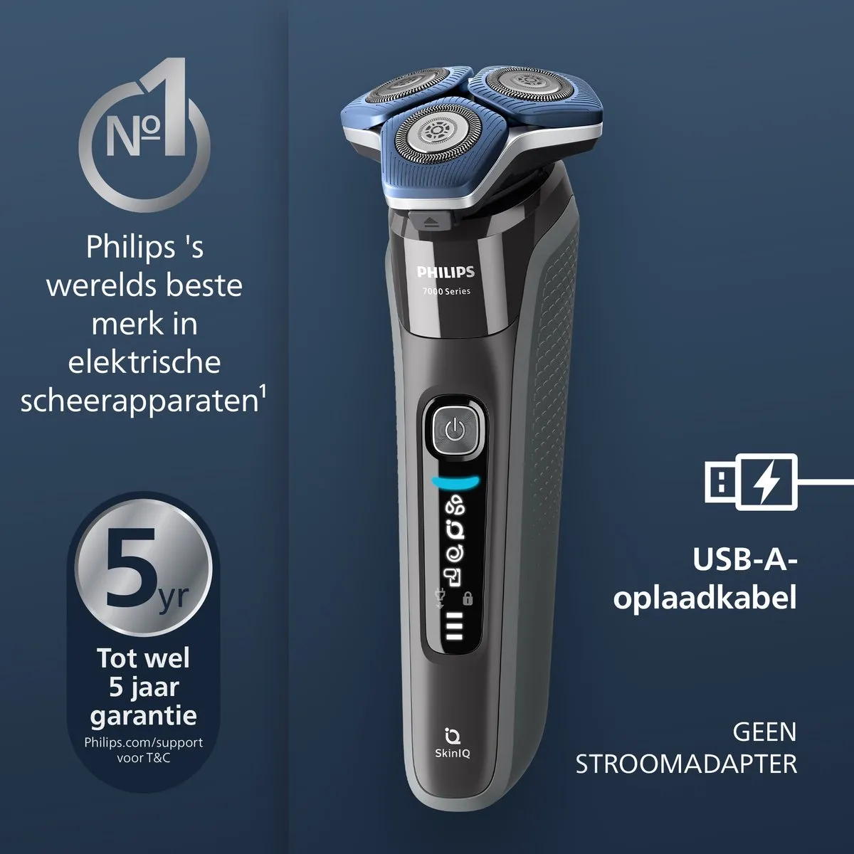 Philips Shaver 7000 Series S7887/63 Elektrisch Scheerapparaat - Donker Chroom