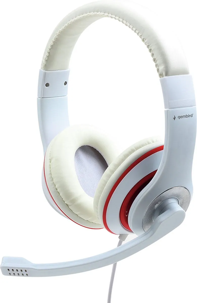 Gembird MHS-03-WTRD Stereo Headset met Microfoon - Wit
