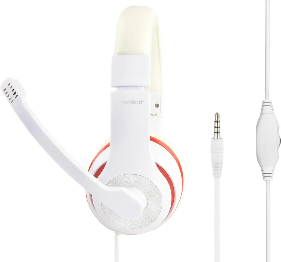 Gembird MHS-03-WTRD Stereo Headset met Microfoon - Wit