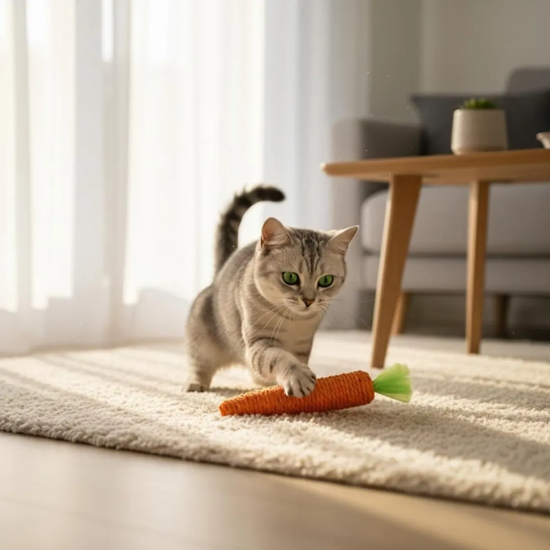 ECTEATOY Natuurlijk Kauwspeelgoed voor Kat - 2 Stuks - Oranje