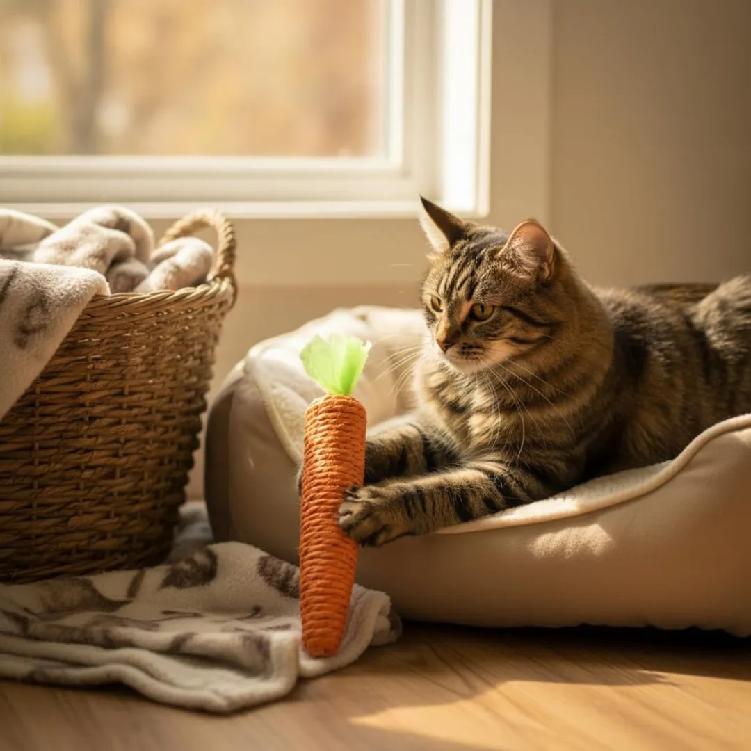 ECTEATOY Natuurlijk Kauwspeelgoed voor Kat - 2 Stuks - Oranje