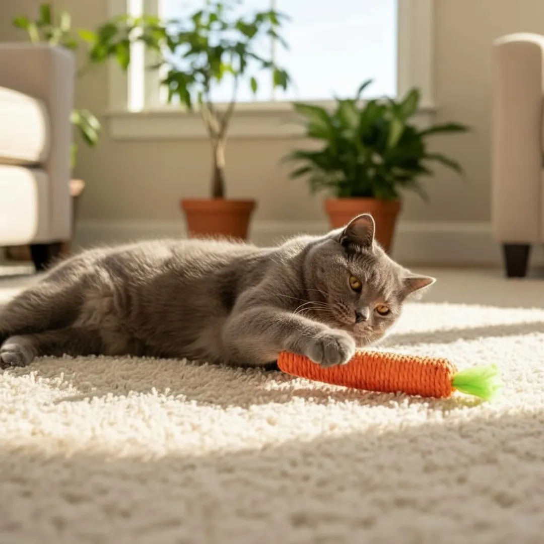 ECTEATOY Natuurlijk Kauwspeelgoed voor Kat - 2 Stuks - Oranje