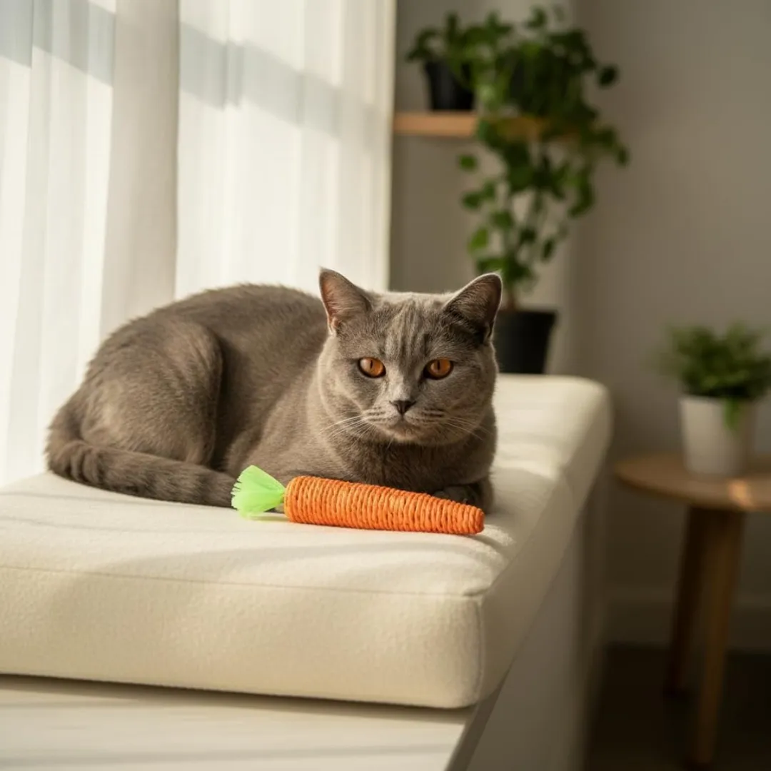 ECTEATOY Natuurlijk Kauwspeelgoed voor Kat - 2 Stuks - Oranje