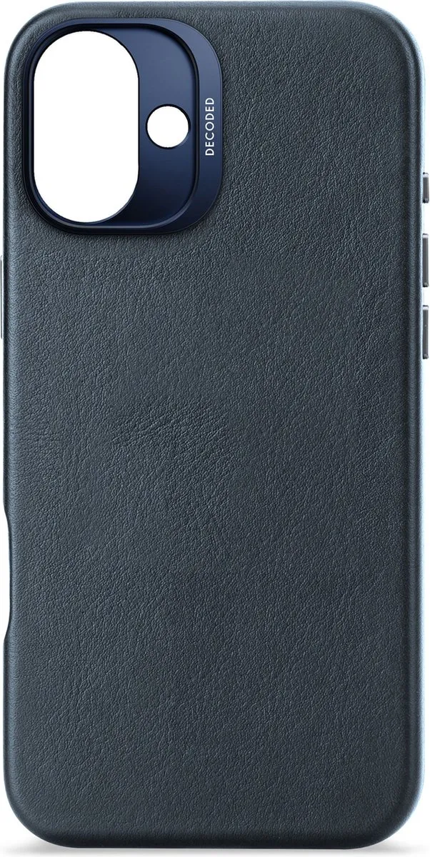 DECODED Leren Hoesje Geschikt voor iPhone 16 Plus - Gemaakt van Premium ECCO Leer - Geschikt voor MagSafe - Navy Blauw