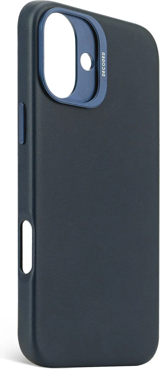 DECODED Leren Hoesje Geschikt voor iPhone 16 Plus - Gemaakt van Premium ECCO Leer - Geschikt voor MagSafe - Navy Blauw