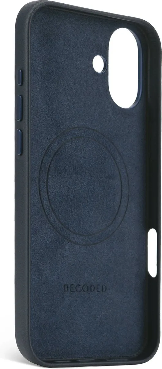 DECODED Leren Hoesje Geschikt voor iPhone 16 Plus - Gemaakt van Premium ECCO Leer - Geschikt voor MagSafe - Navy Blauw