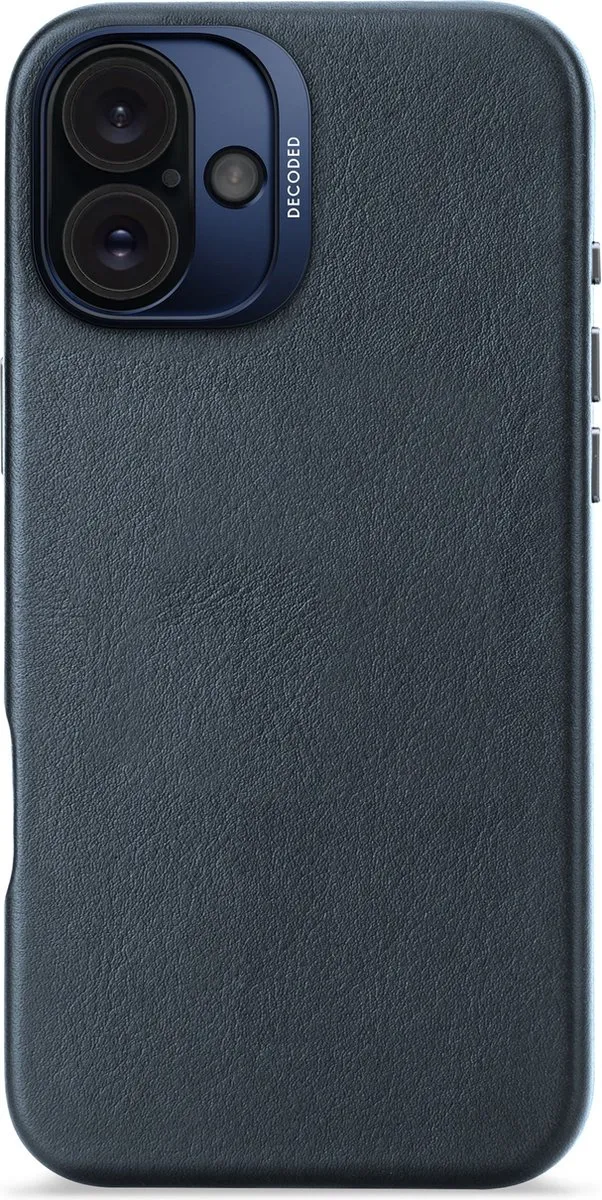 DECODED Leren Hoesje Geschikt voor iPhone 16 Plus - Gemaakt van Premium ECCO Leer - Geschikt voor MagSafe - Navy Blauw
