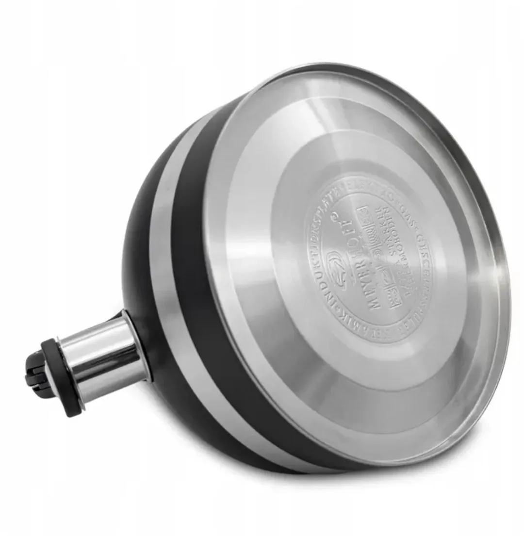 Meyerhoff RVS fluitketel 2,5 liter MH-4156F – Inductie fluitketel – Zwart – Met fluit – Hittebestendige handgreep – Voor gas en inductie