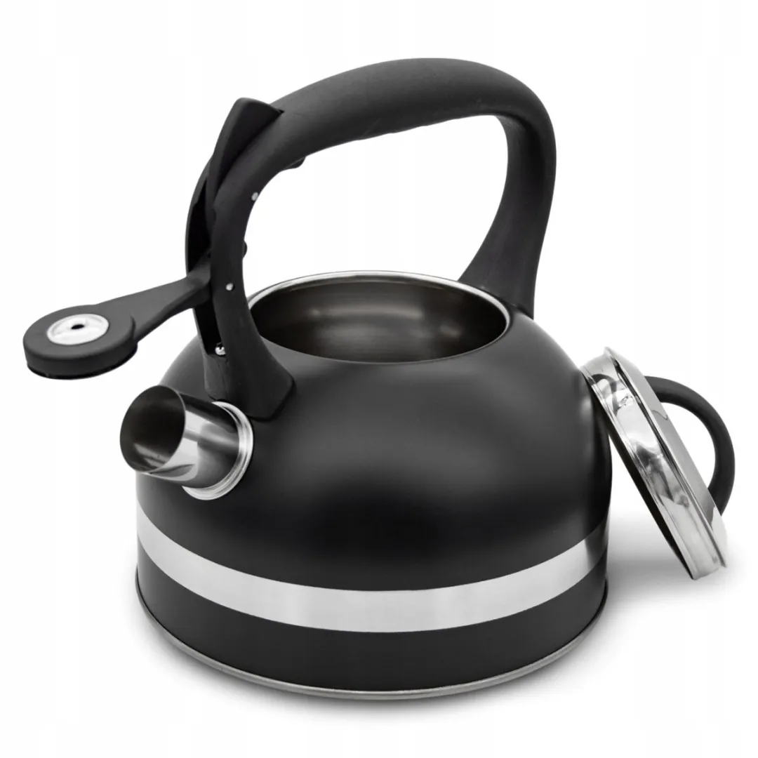 Meyerhoff RVS fluitketel 2,5 liter MH-4156F – Inductie fluitketel – Zwart – Met fluit – Hittebestendige handgreep – Voor gas en inductie