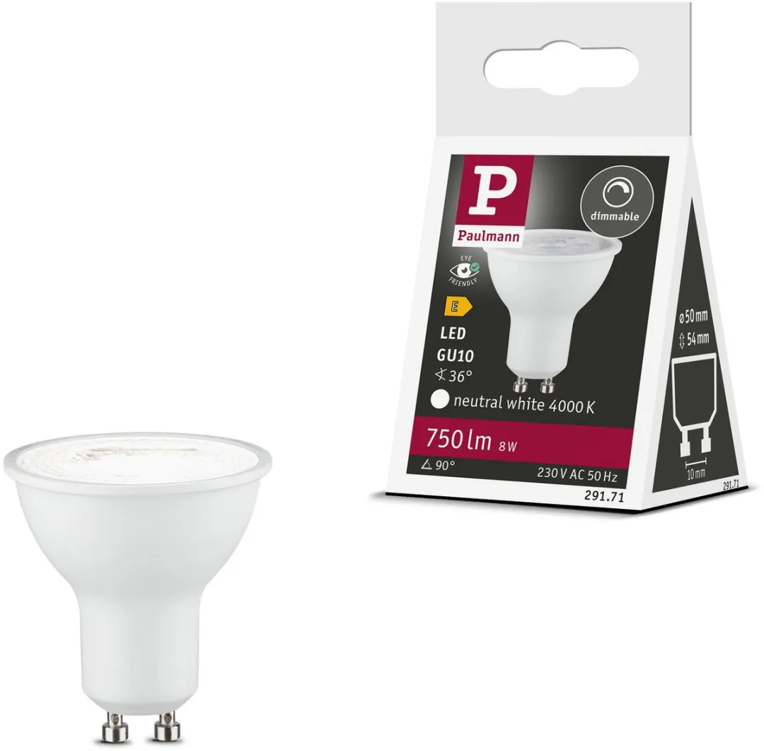 Paulmann Standaard LED Spot GU10 8W 750lm - 4000K Neutraal Wit - Mat Wit