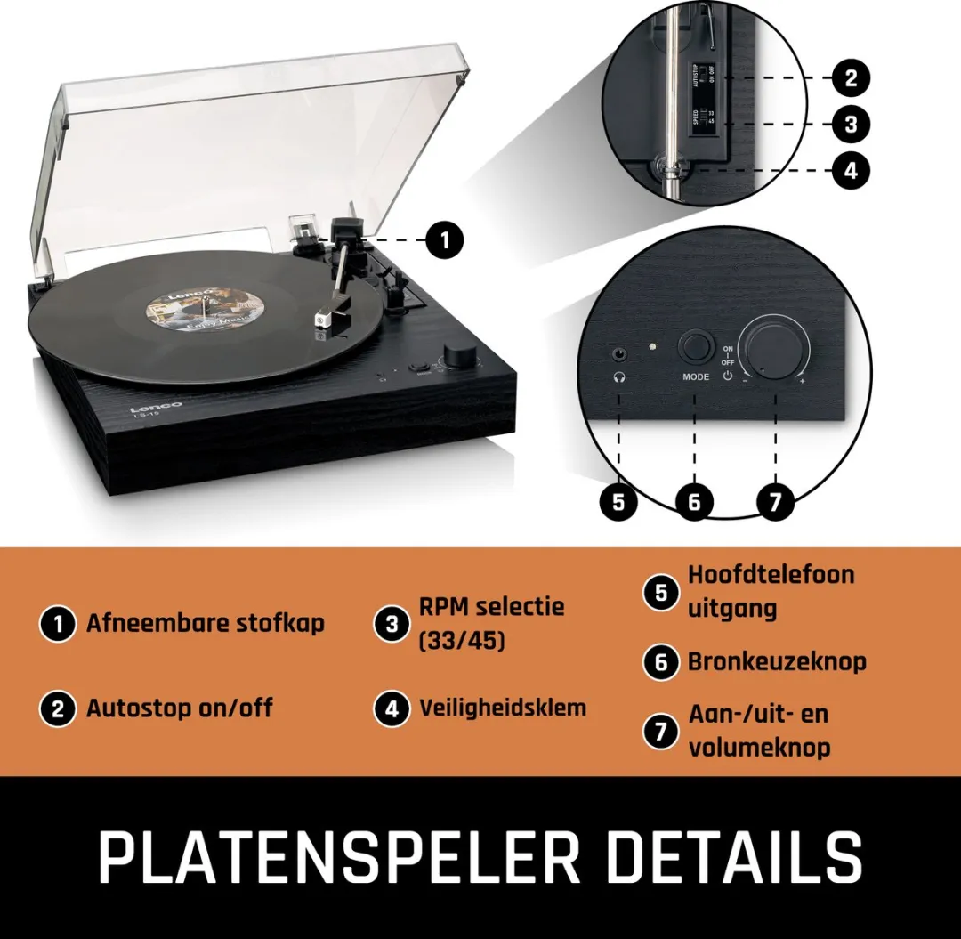 Lenco LS-15BK Platenspeler - Bluetooth - Zwart