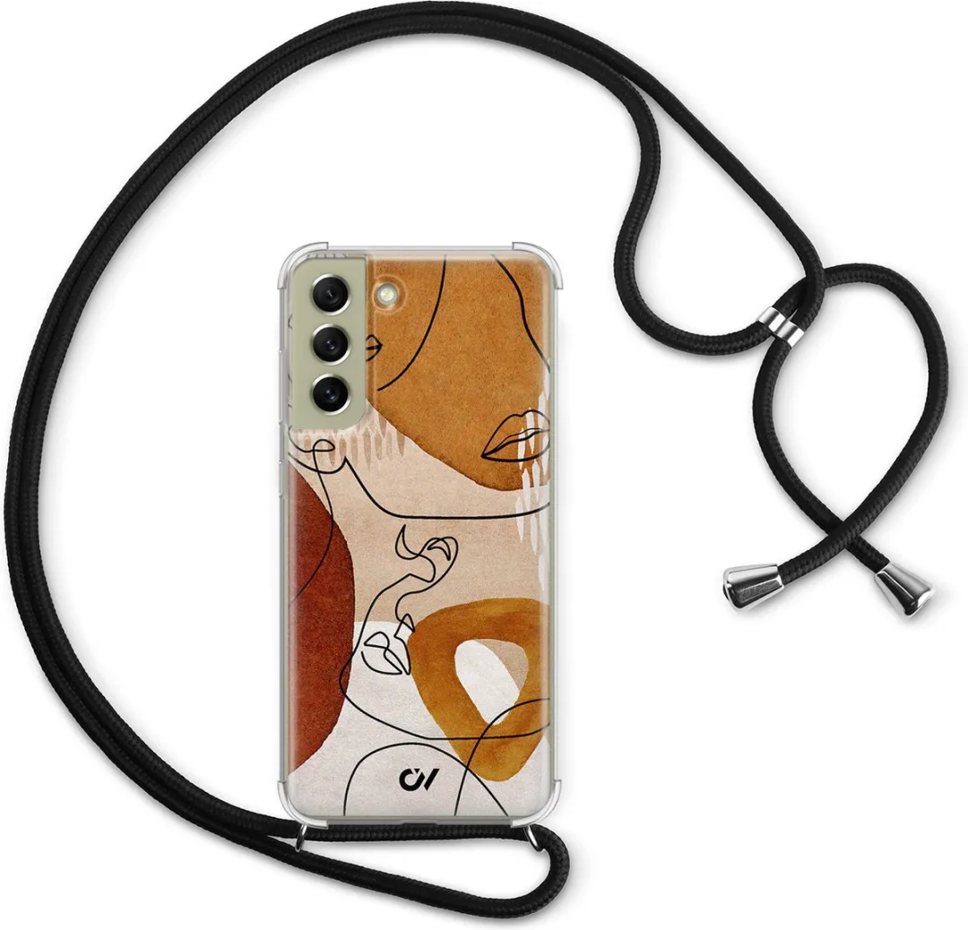 Casevibes S21 FE Telefoonhoesje - Bruin - Abstract Shape Faces - C/S21FE/UV/012