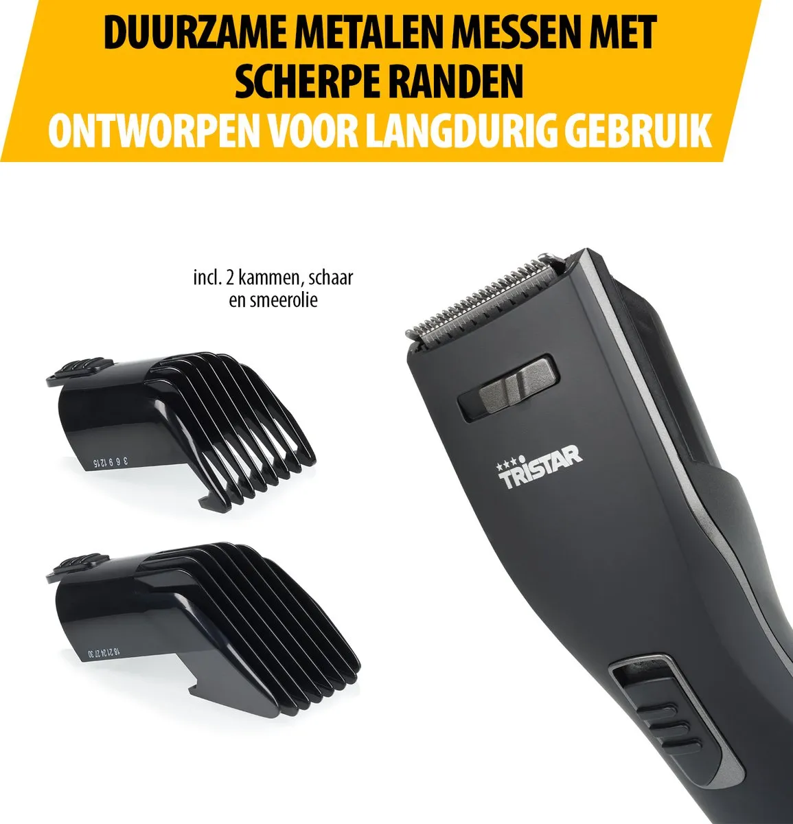 Tristar TR-2572 Oplaadbare Trimmer - 3-30mm - 60 min - 2 Opzetstukken - Zwart - afbeelding 6 van 6