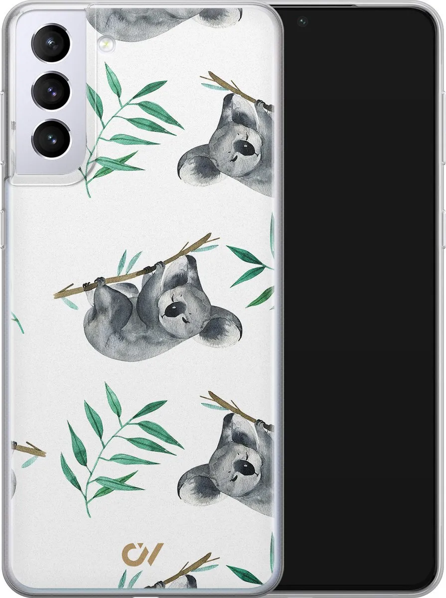 Casevibes Samsung Galaxy S21+ Hoesje Koala Print - Wit