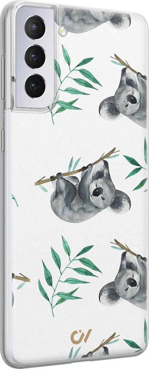 Casevibes Samsung Galaxy S21+ Hoesje Koala Print - Wit