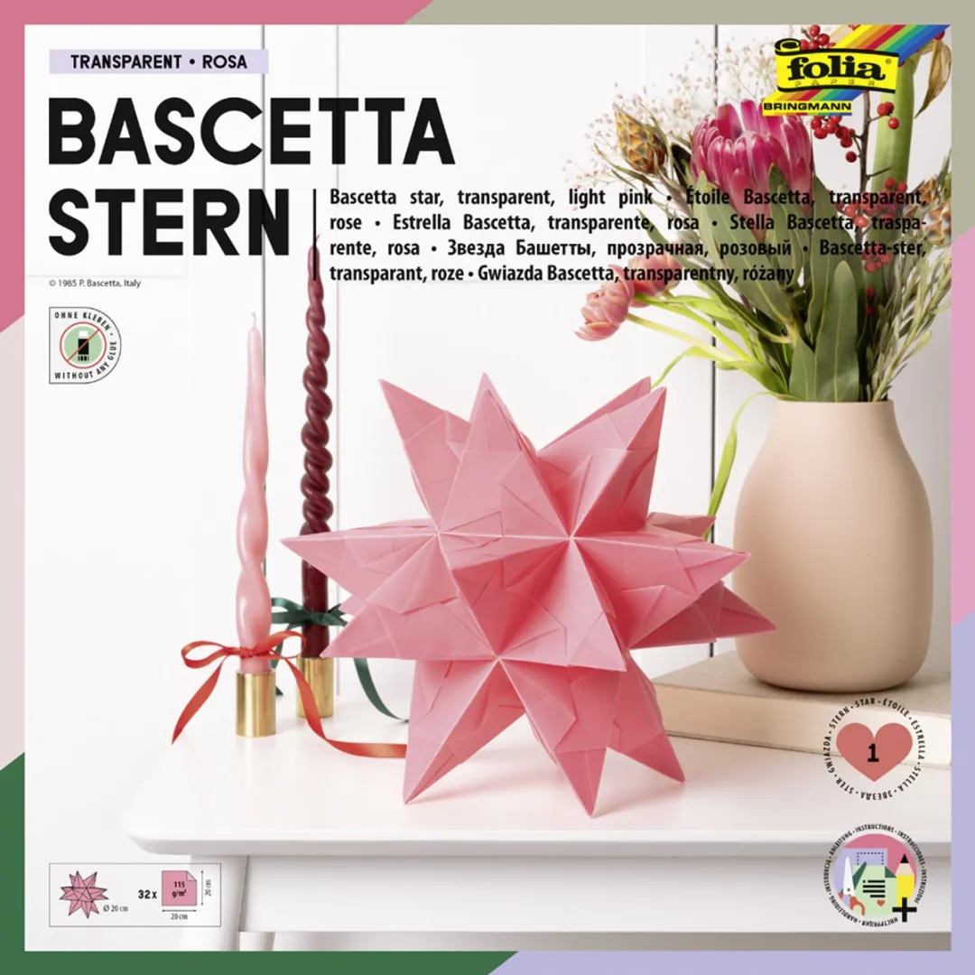 Folia Vouwbladen Bascetta-ster 200x200mm - Lichtblauw - 32 Stuks
