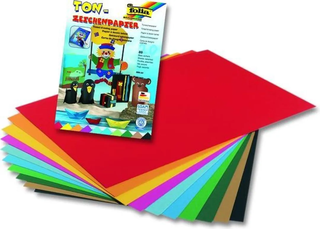 Folia Gekleurd Tekenpapier A4 - 10 Kleuren - 10 Stuks