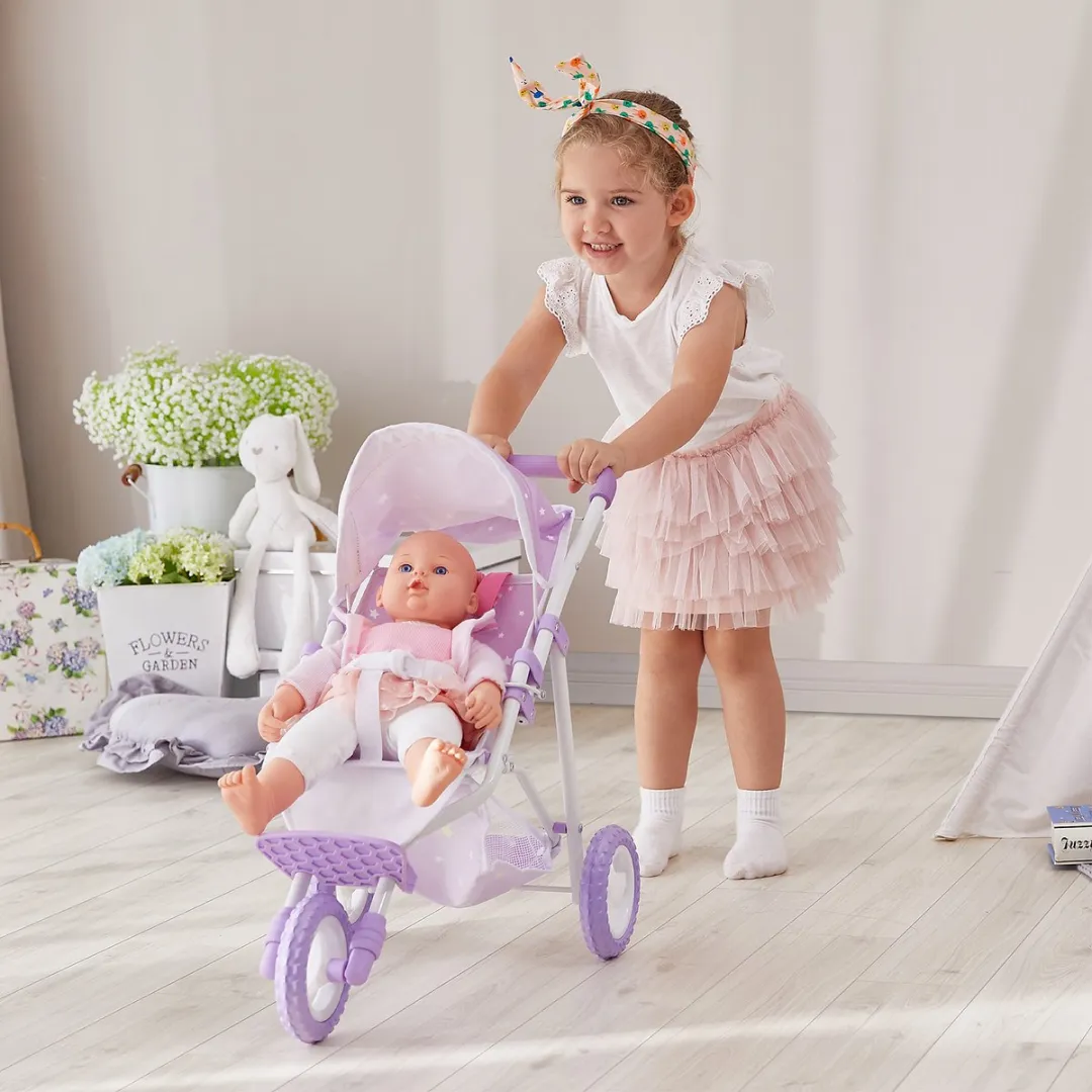 Teamson Kids Poppenwagen OL-00006 - Paars/Wit
