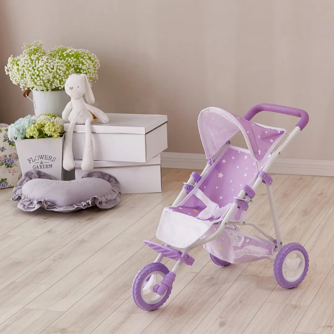 Teamson Kids Poppenwagen OL-00006 - Paars/Wit