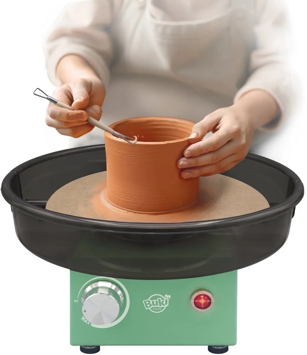 Buki Pottenbakker Expert Hobbypakket - Draaischijf & 1kg Klei