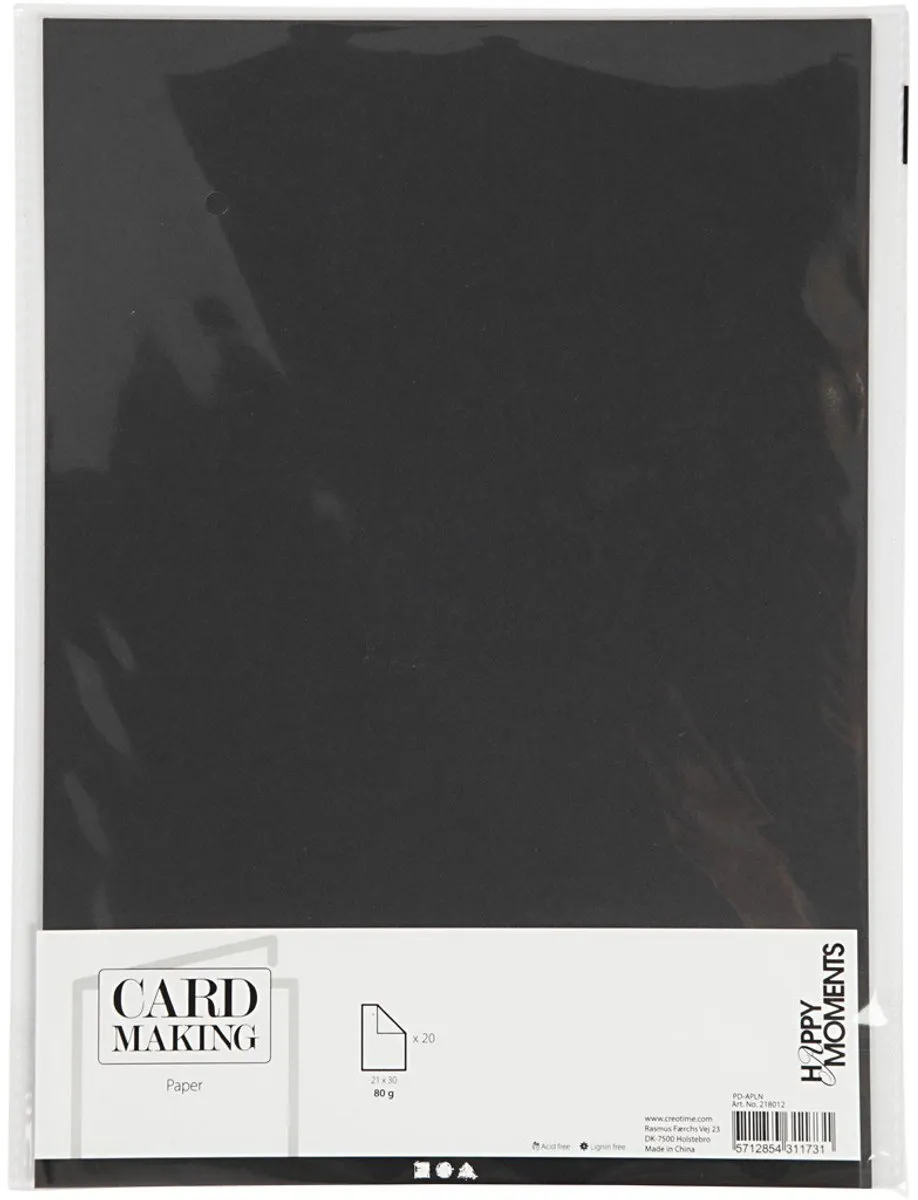 Creativ Company Kunstpapier 218012 - A4 - 20 Vel - Zwart
