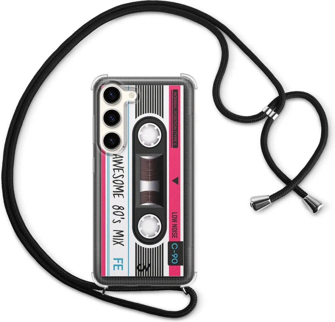 Casevibes S23 Telefoonhoesje Cassette Grijs - Met koord