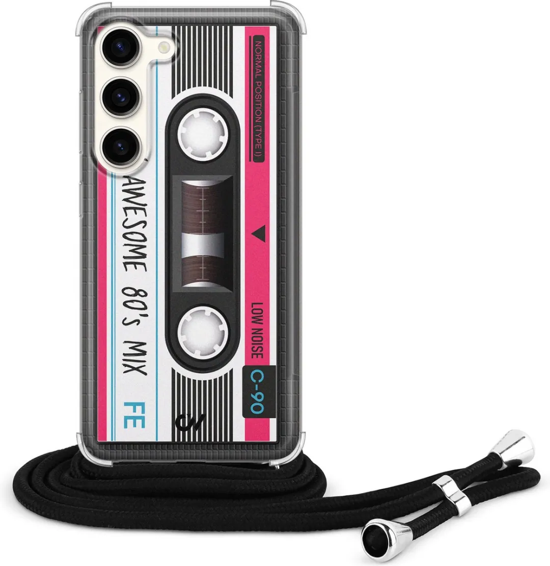 Casevibes S23 Telefoonhoesje Cassette Grijs - Met koord