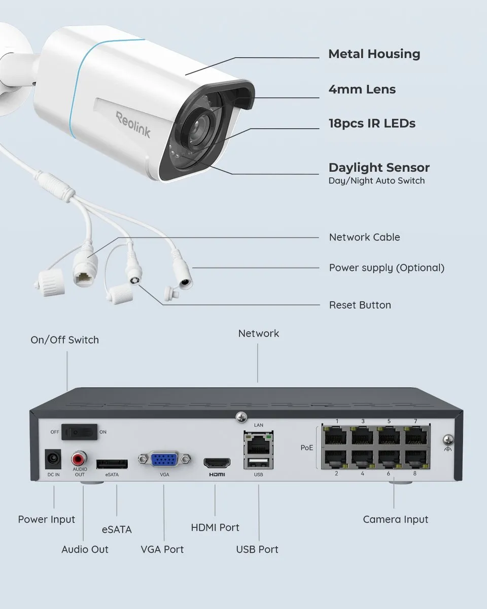 Reolink RLK8-800B4 4K Beveiligingscamera Systeem - 4x 8MP PoE Camera's - 2TB NVR - afbeelding 6 van 6
