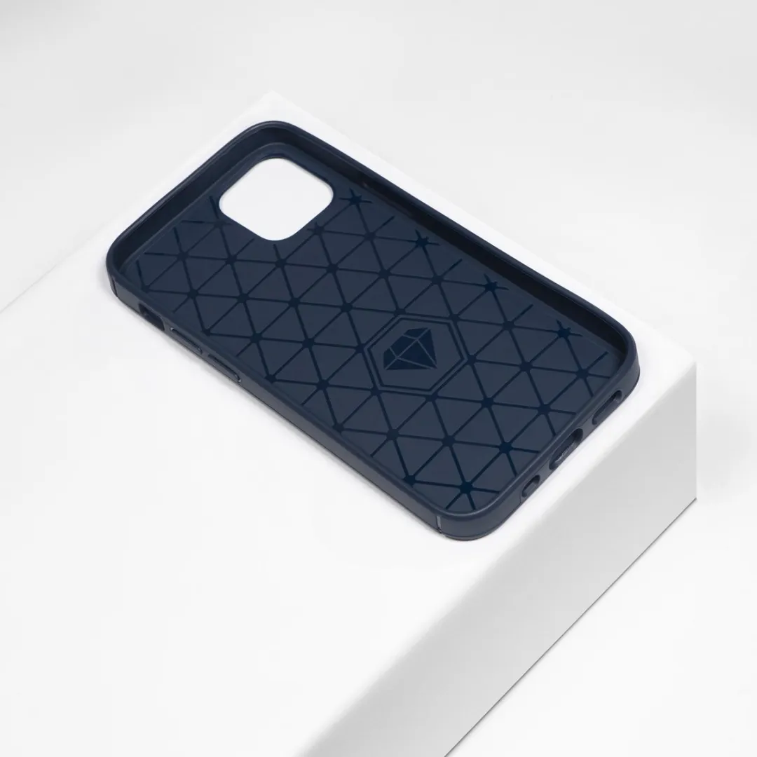BMAX Carbon Soft Case iPhone 12 Pro - Blauw