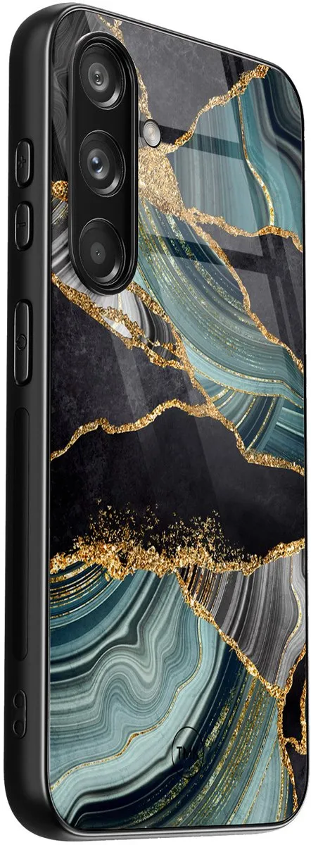 Casevibes Samsung Galaxy S24 Hoesje - Marble Jade Stone - Multi - afbeelding 2 van 3