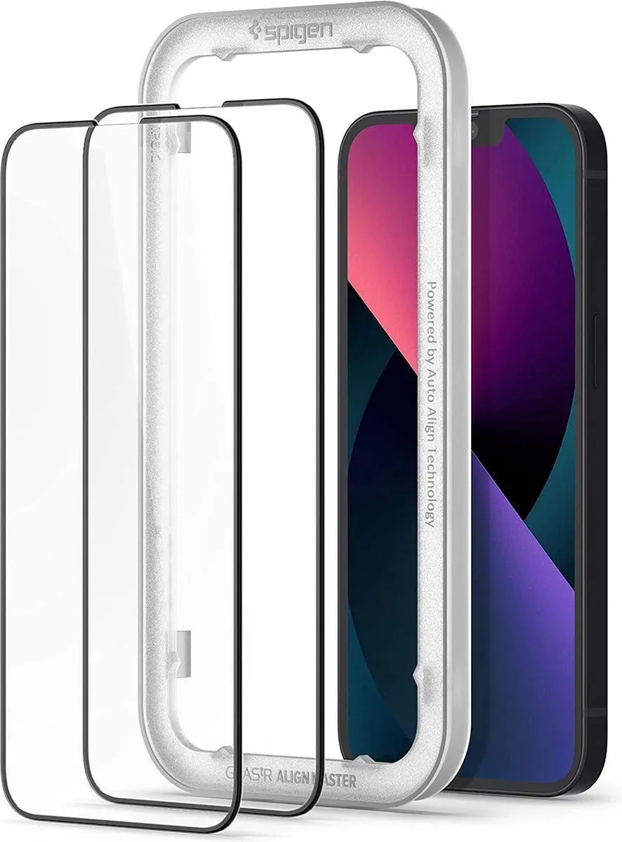 Spigen AlignMaster Glas iPhone 13 Full Cover - 2 Stuks