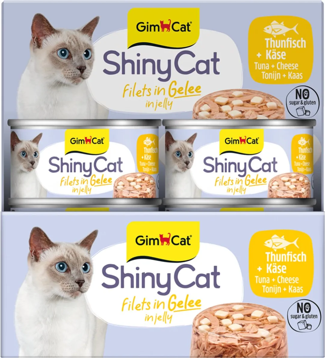 GimCat ShinyCat Filets in Jelly Tonijn + Kaas - 24 Stuks
