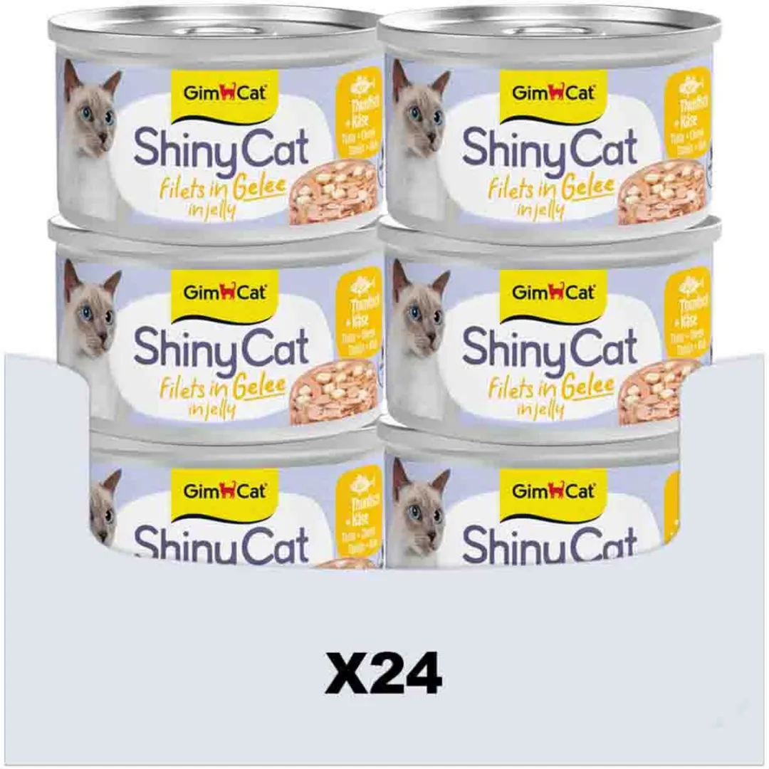 GimCat ShinyCat Filets in Jelly Tonijn + Kaas - 24 Stuks