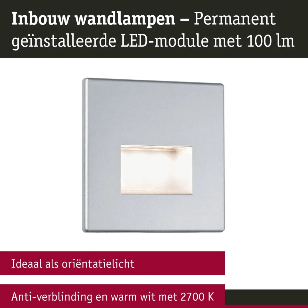 Paulmann Edge LED Wandinbouwlampen Set 3 - Chroom Mat - 2700K