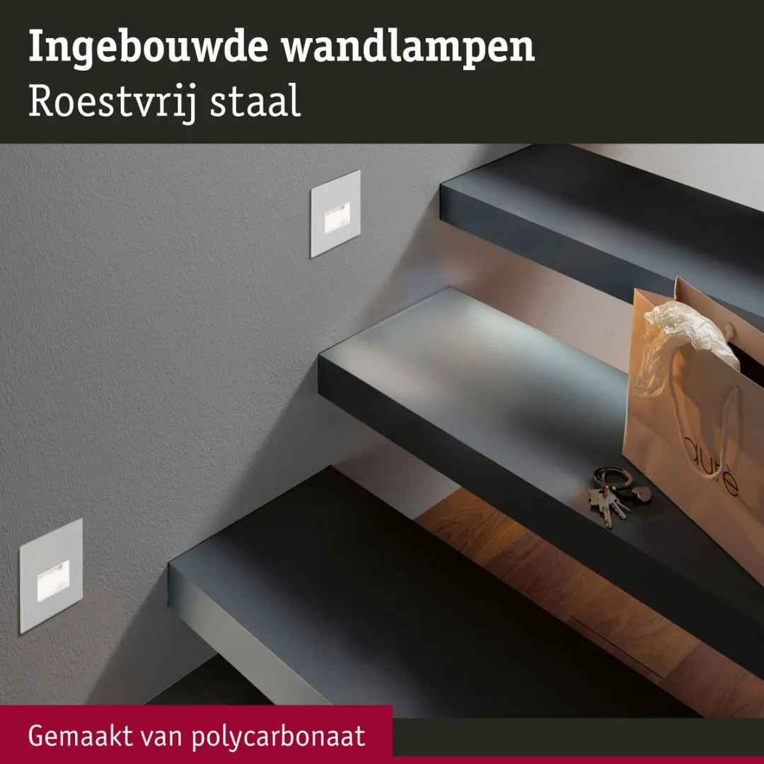 Paulmann Edge LED Wandinbouwlampen Set 3 - Chroom Mat - 2700K