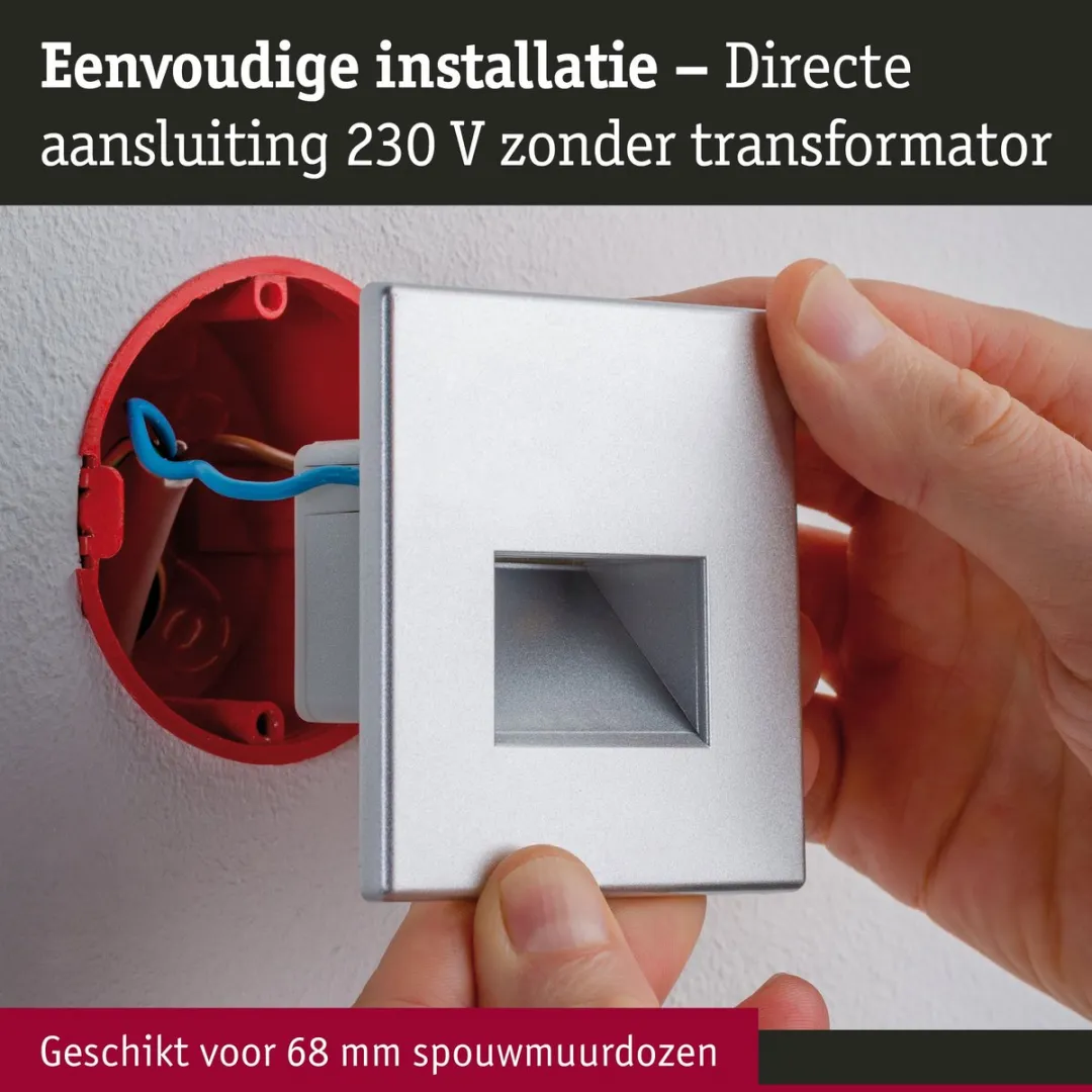 Paulmann Edge LED Wandinbouwlampen Set 3 - Chroom Mat - 2700K - afbeelding 6 van 6