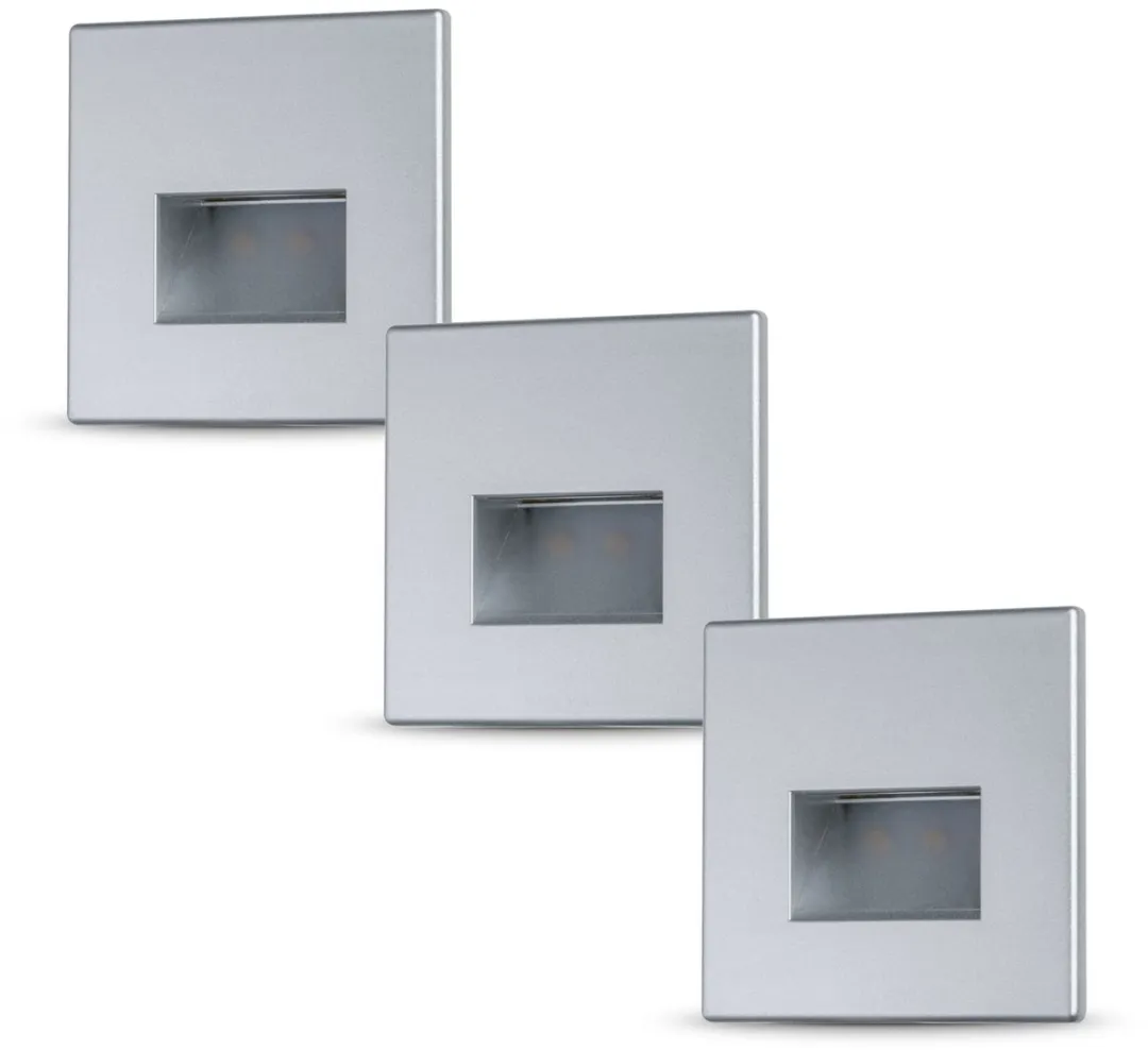 Paulmann Edge LED Wandinbouwlampen Set 3 - Chroom Mat - 2700K
