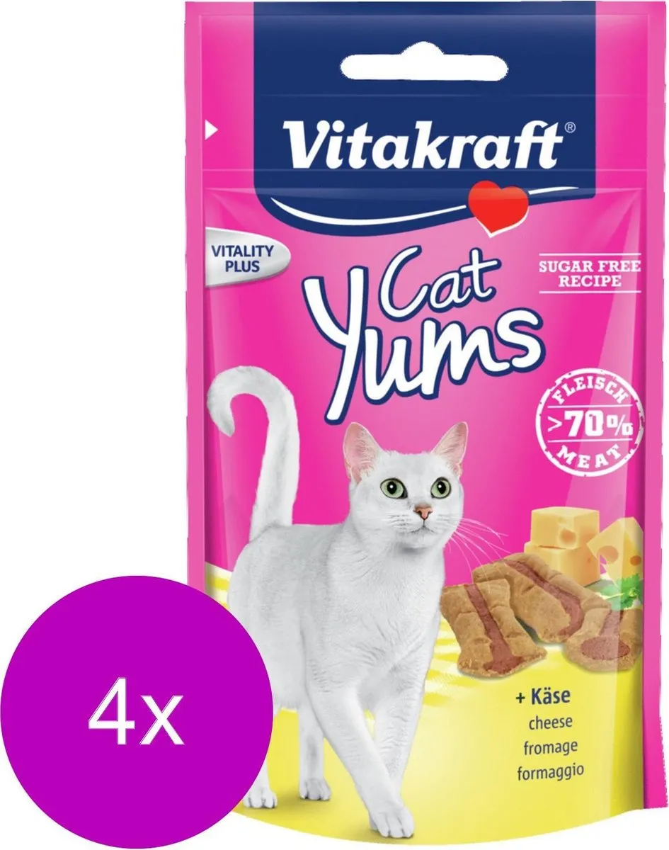 Vitakraft Cat Yums Kaas - 4 Zakken 40g