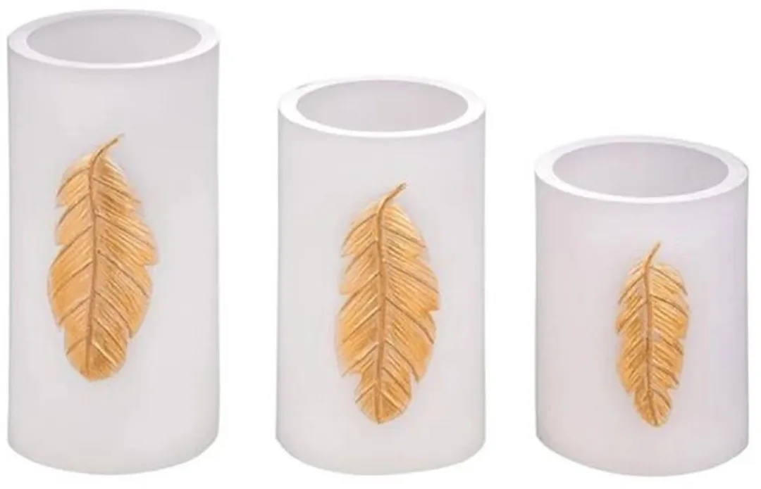 Paulmann Golden Feather LED Wachskaarsen - 3 Stuks (3xAAA) - Wit/Goud