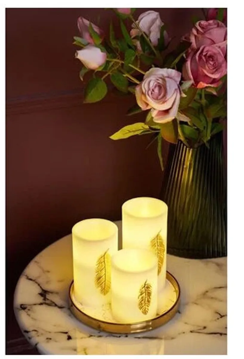 Paulmann Golden Feather LED Wachskaarsen - 3 Stuks (3xAAA) - Wit/Goud